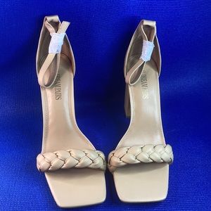 Dream Paris Heels Size-11 Chunky Block Open Toe Ankle/ beige  /Tan Wedding,Prom
